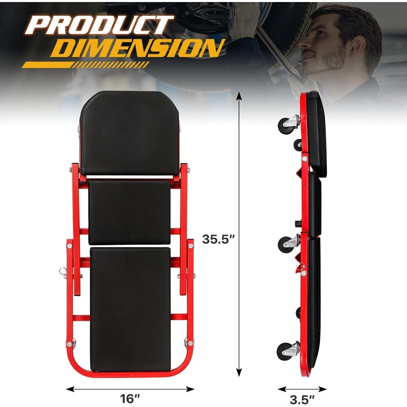 Garage Creeper Roller - Red reclining dual-purpose foldable car repair