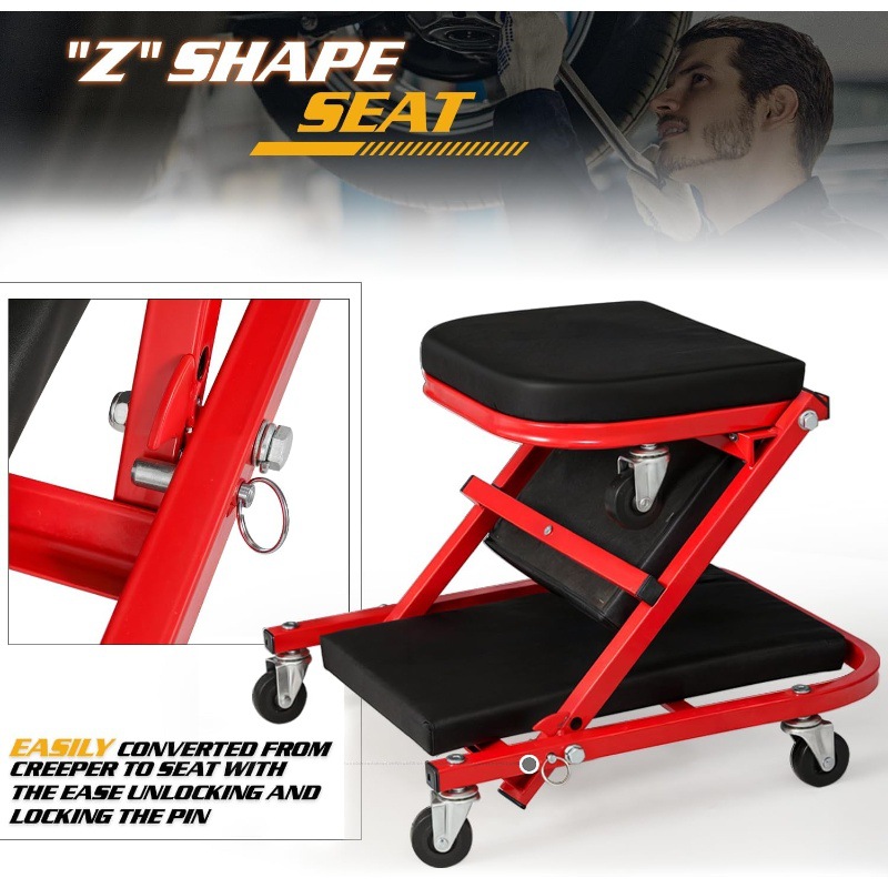 Red reclining dual-purpose fol - đánh giá và giá Garage Creeper Roller